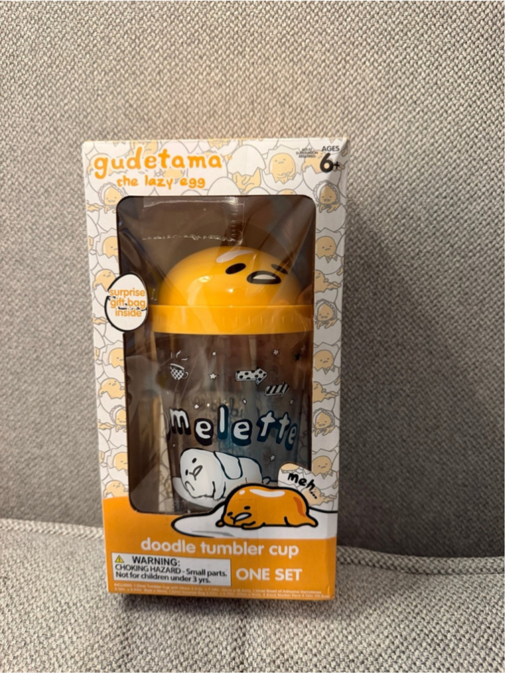 a Sanrio Gudetama the Lazy Egg Doodle Tumbler Cup set